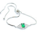 Jóias de venda quente S925 prata pulseira ajustável esmeraldas